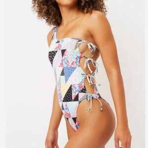 Frankies Bikinis Honey One Shoulder Women's Patchwork Swimsuit one-piece Swim